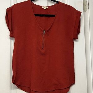 Women's Rust V-Neck Blouse